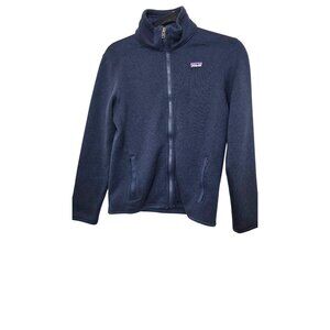 Patagonia Full-Zip Navy Fleece Utility Jacket Youth L Outdoor Warm & Comfortable